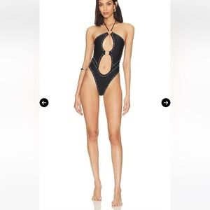 Elegant Black Studded Women's Swimsuit